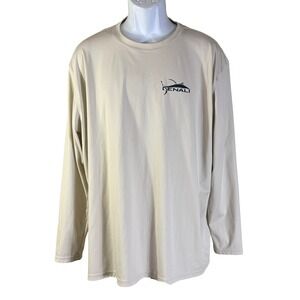 Denali Performance Fishing Shirt Mens XL Tan Long Sleeve Marlin Skeleton Graphic